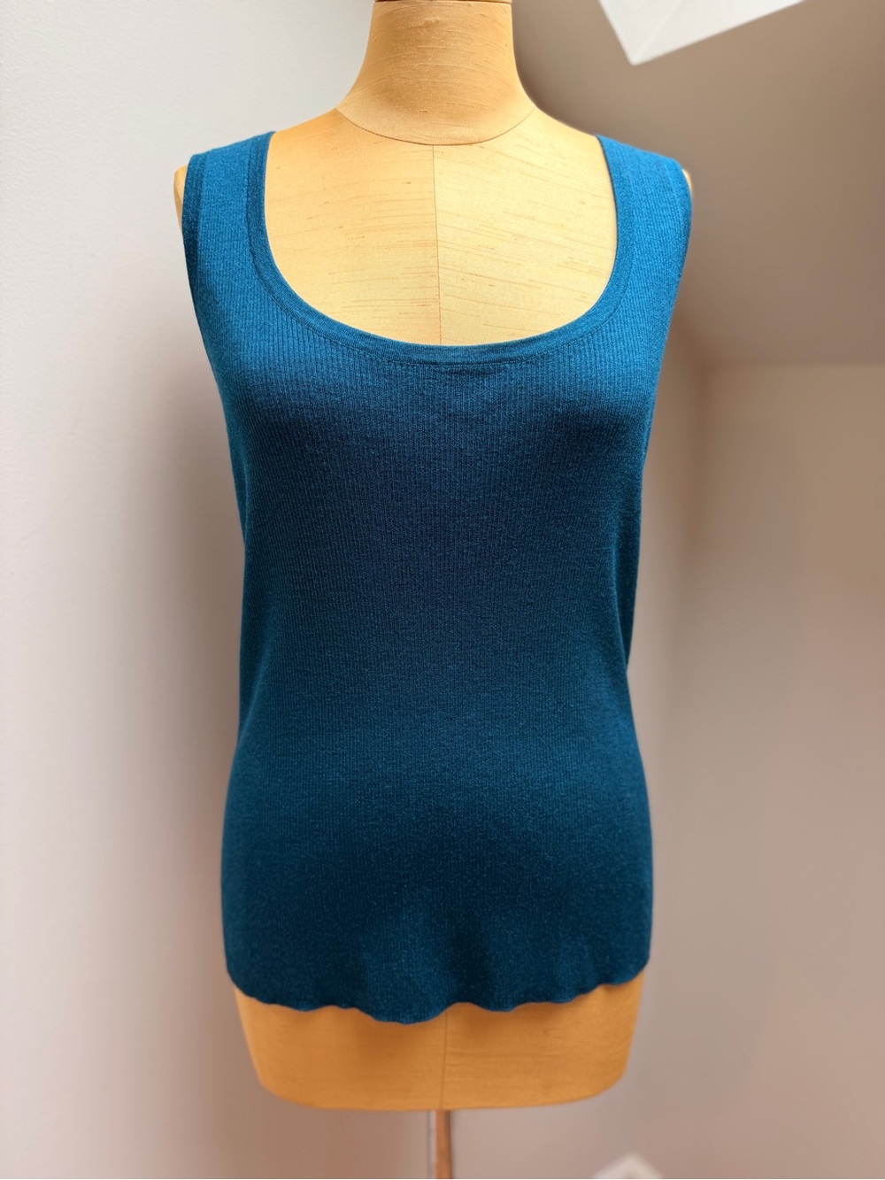 Soca St John Sleeveless Teal Knit Tank Top - Merino Silk Cashmere Blend